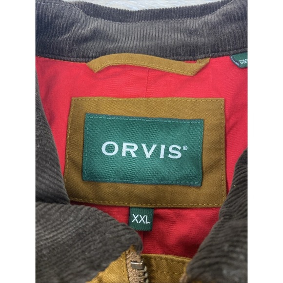 ORVIS Heritage Field Coat Men XXL Waxed Jacket Brown Corduroy Collar Line Rare - Picture 5 of 15